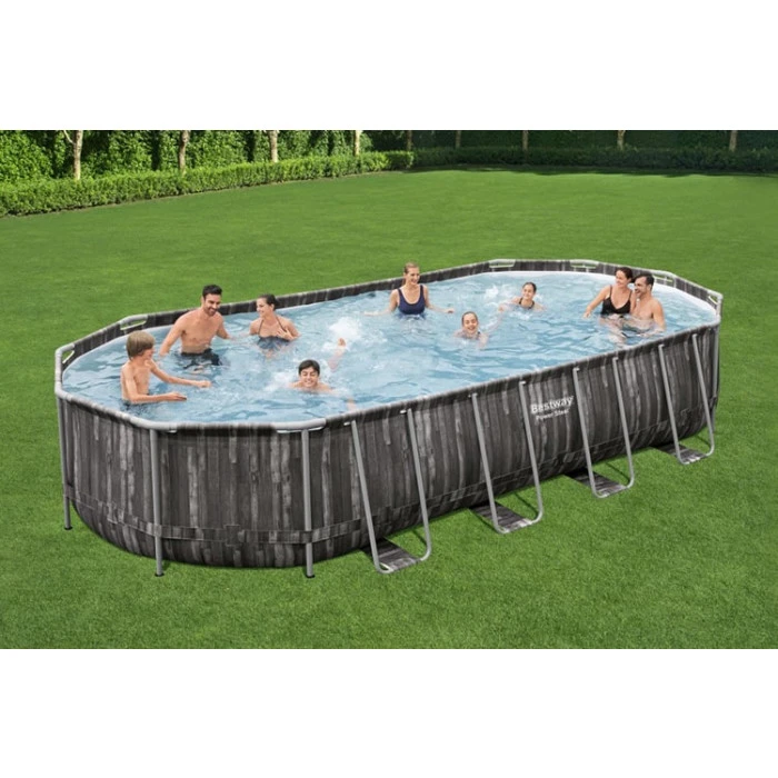 Piscine Ovale Bestway Power Steel™ Bois Rustique 7,32 X 3,66 X 1,22 M – Image 8