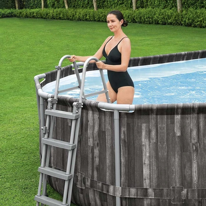 Piscine Ovale Bestway Power Steel™ Bois Rustique 7,32 X 3,66 X 1,22 M – Image 3
