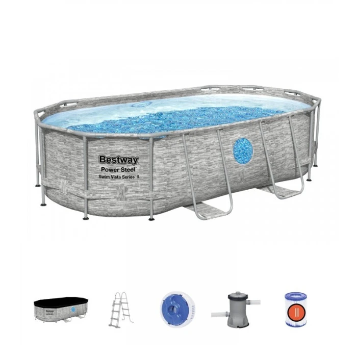 Piscine Tubulaire Ovale Bestway Power Steel Swim Vista 4,27 X 2,50 X 1 M â Image 3