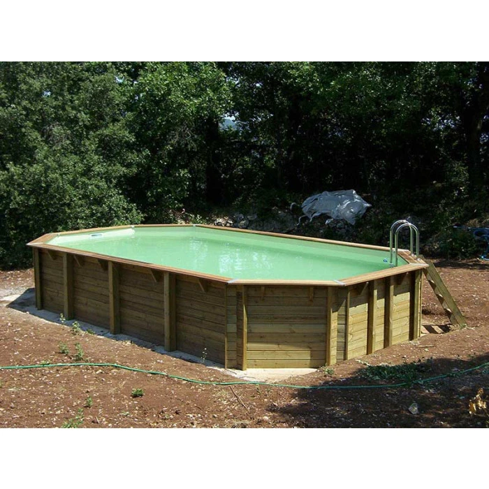 Piscine En Bois Octogonale Ubbink Océa 8,60 X 4,70 X 1,30 M - Liner Beige – Image 2