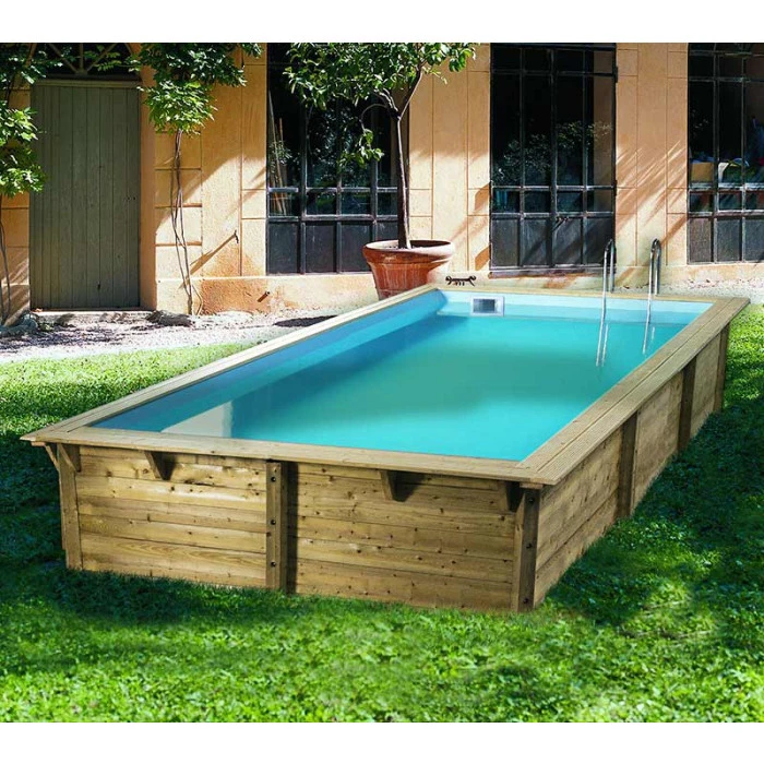 Piscine En Bois Rectangulaire Ubbink Azura 5,05 X 3,50 X 1,26 M - Liner Bleu â Image 2