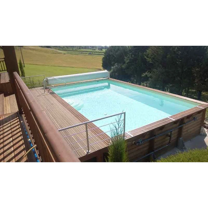 Piscine En Bois Rectangulaire Ubbink LinĂ©a 6,50 X 3,50 X 1,40 M - Liner Beige â Image 2