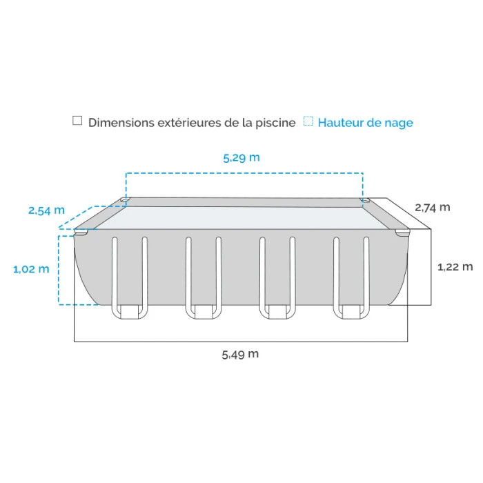 Piscine Tubulaire Bestway Power Steel Rotin Gris 5,49 X 2,74 X 1,22 M â Image 3