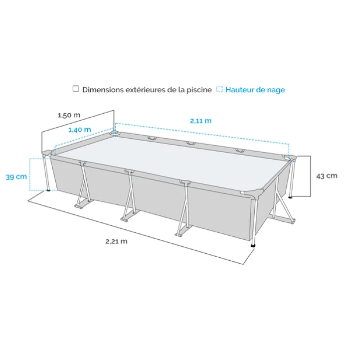 Piscine Tubulaire Bestway Rectangulaire Steel Pro 2,21 X 1,50 X 0,43 M â Image 2