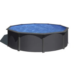 GRE Piscine Ronde Acier Gré Gris Anthracite - à 3,50 X 1,20 M