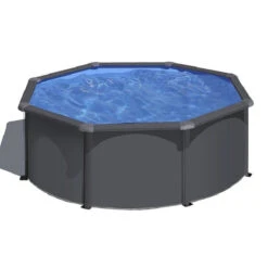 GRE Piscine Ronde Acier Gré Gris Anthracite - à 3,00 X 1,20 M