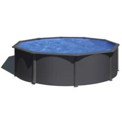 GRE Piscine Ronde Acier Gré Gris Anthracite - à 4,60 X 1,20 M