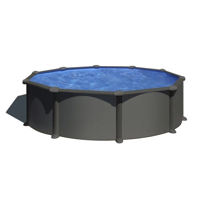 GRE Piscine Ronde Acier Gré Gris Anthracite 3,50 X 1,30 M