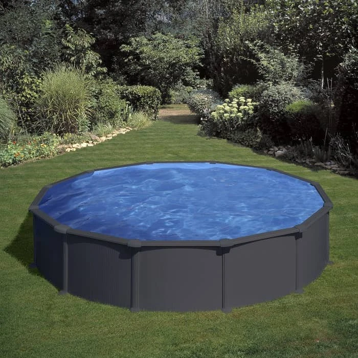 GRE Piscine Ronde Acier GrĂ© Gris Anthracite 3,50 X 1,30 M â Image 2
