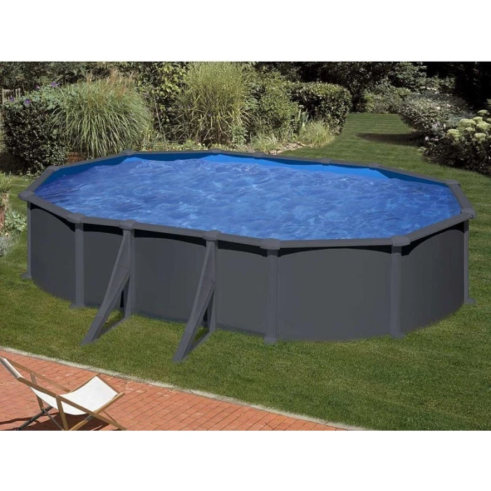 GRE Piscine Ovale Acier GrĂ© Gris Anthracite - 6,10 X 3,75 X 1,30 M â Image 2
