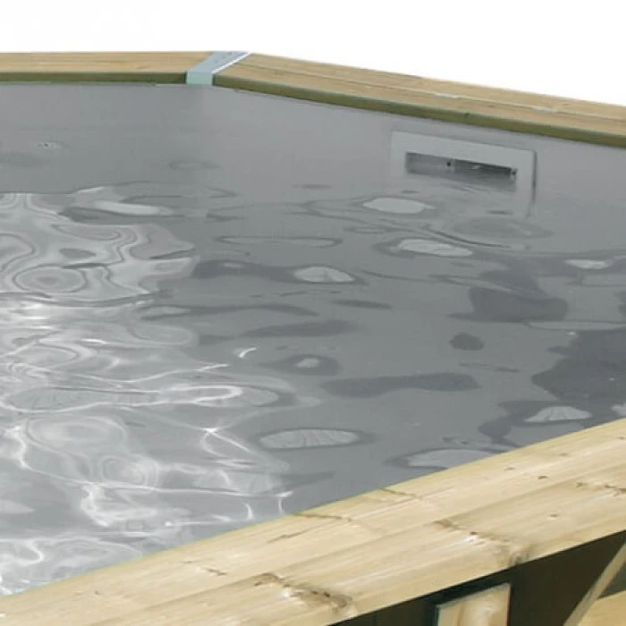 Piscine En Bois Octogonale Ubbink Océa 8,60 X 4,70 X 1,30 M - Liner Gris – Image 2
