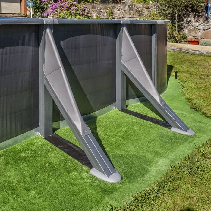 GRE Piscine Ovale Acier GrĂ© Gris Anthracite - 7,30 X 3,75 X 1,20 M â Image 3