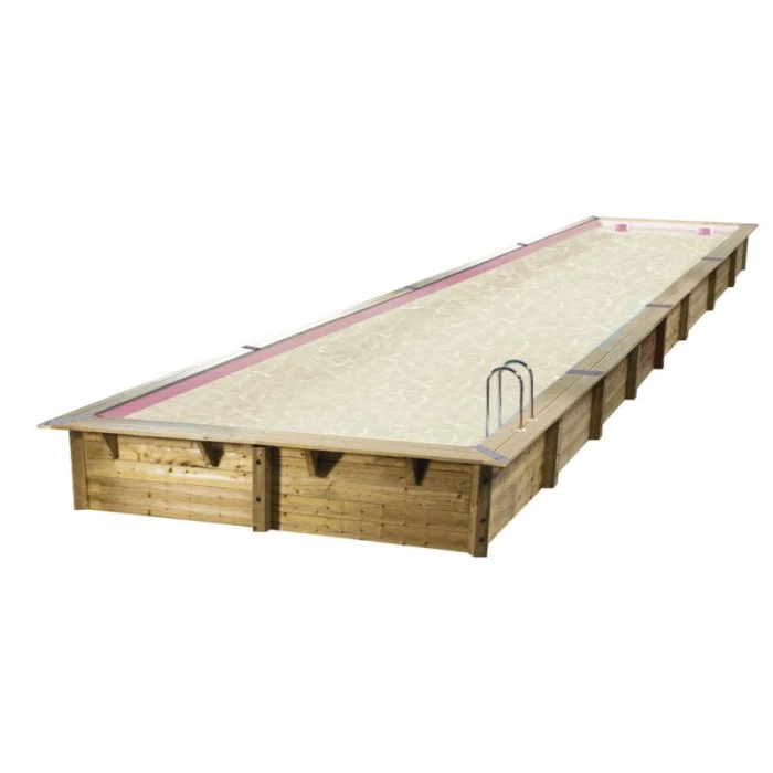 Piscine En Bois Rectangulaire Ubbink Linéa 15,50 X 3,50 X 1,55 M - Liner Beige