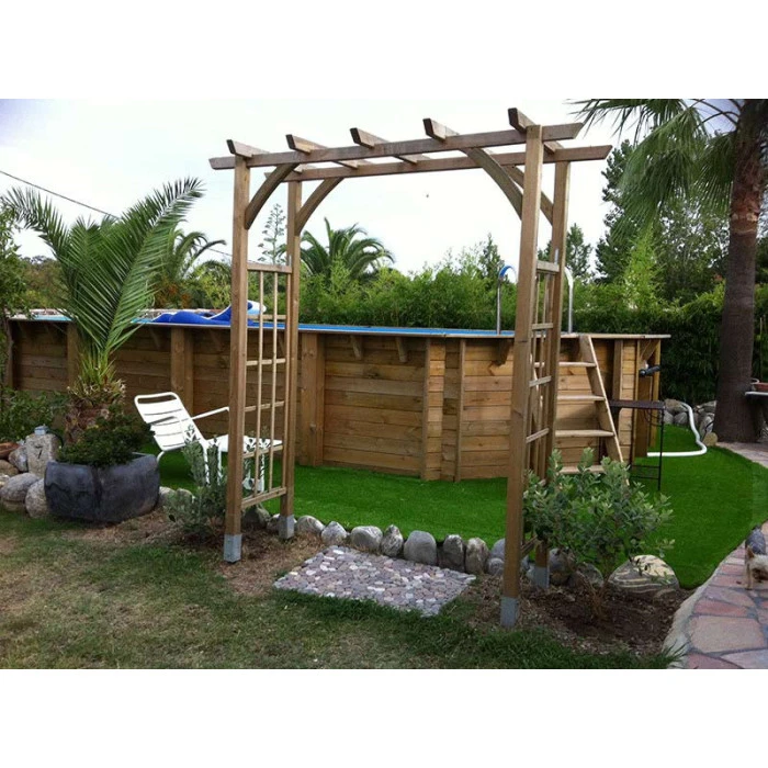 Piscine En Bois Octogonale Ubbink Océa 8,60 X 4,70 X 1,30 M - Liner Gris – Image 3