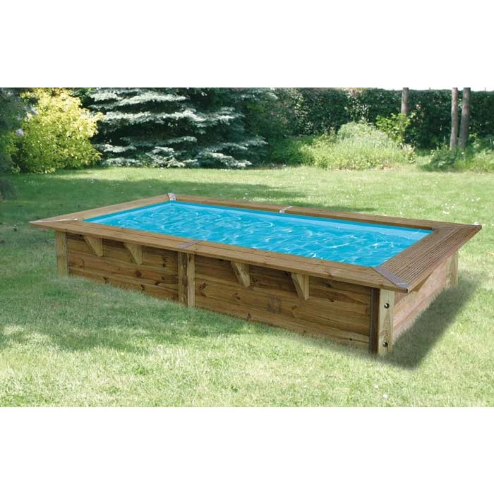 Piscine En Bois Rectangulaire Ubbink Sunwater 3,50 X 2,00 X 0,71 M - Liner Bleu â Image 2