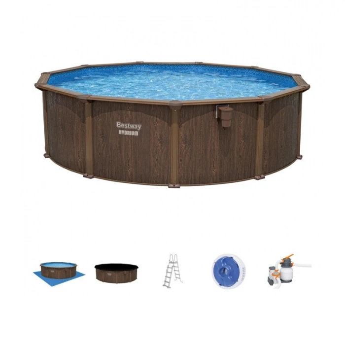 Piscine En Acier Bestway Hydrium Effet Bois Ă 4,90 X H 1,30 M â Image 6