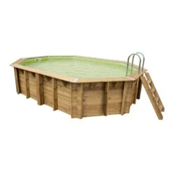 Piscine En Bois Octogonale Ubbink Azura 4,90 X 3,55 X 1,30 M - Liner Beige