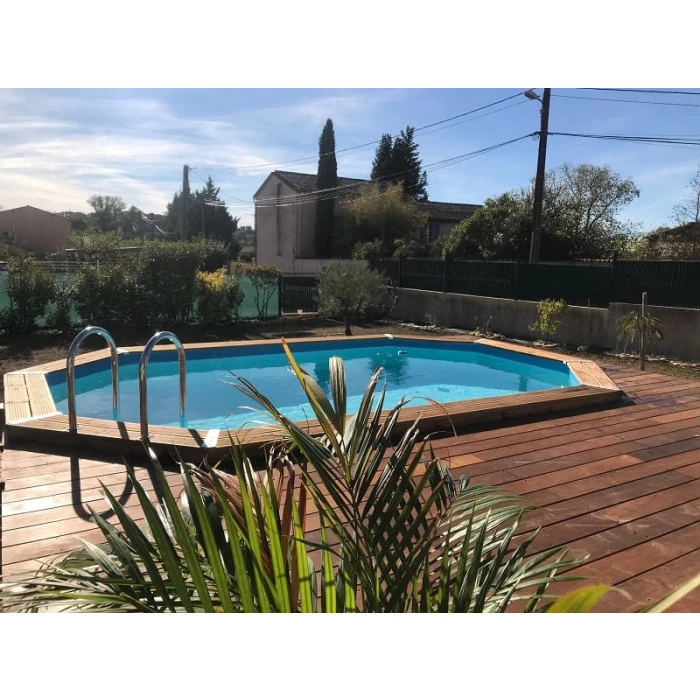 Piscine En Bois Octogonale Ubbink Azura 6,10 X 4 X 1,20 M - Liner Bleu â Image 2